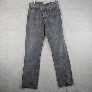 Agolde Criss Cross Straight Jeans  Black Wash Raw Hem Size 28